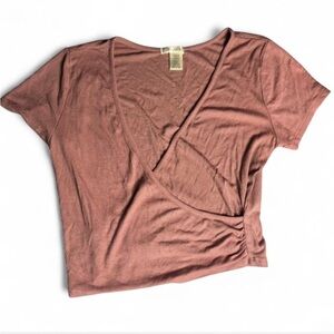 Bozzolo Mauve V-Neck Crop Top